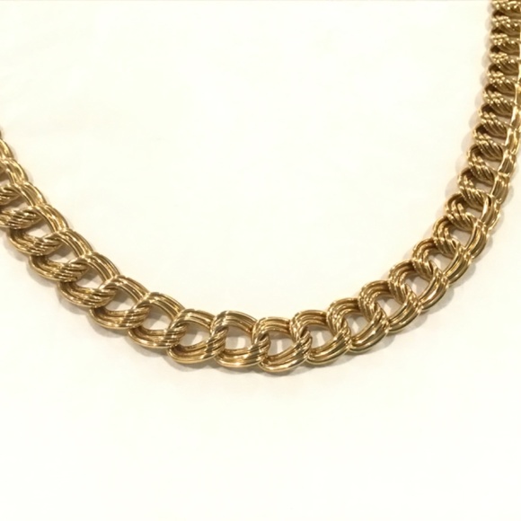 Vintage Napier Gold Tone Double Curb Chain Necklace 24" Long x 9/16" Wide - Picture 2 of 5